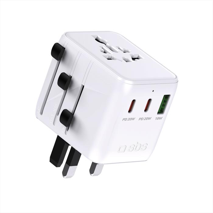 Sbs - Adattatore Da Viaggio Universale + Usb + 2x Type-c-bianco