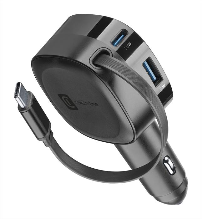 Cellularline - Retractable Car Charger 65w-nero
