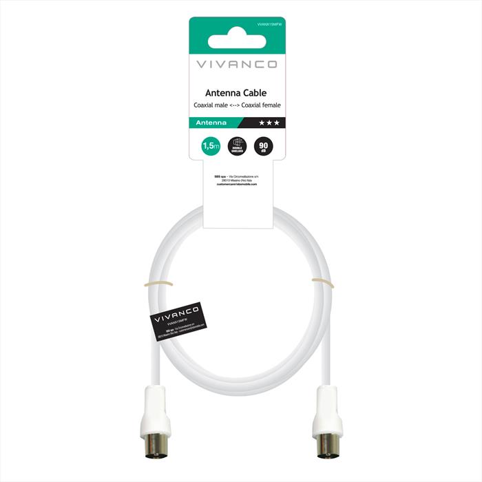 Sbs - Cavo Antenna Cavo 1,5m,coax-plugcoax Socket-bianco