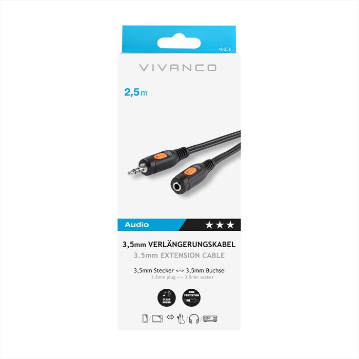Sbs - Audio Extension 2.5m-nero