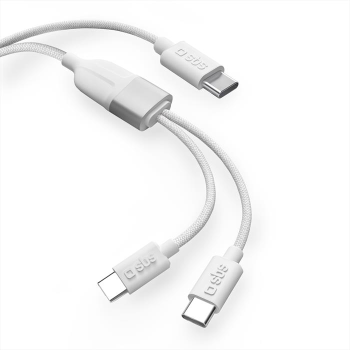 Sbs - Cavo Splitter Usb-c A 2x Usb-c, 60w + 25w, 1.5m-bianco
