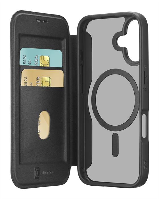 Cellularline - Custodia A Libro Daily Mag Per iPhone 17-nero, Trasparente
