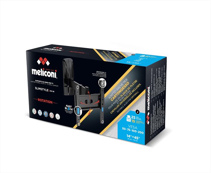 Supporto Tv Meliconi Slimstyle Plus 200 Sr Cg Da 14 " A 45 ", Portata Max 25 Kg, Vesa 20X10-image
