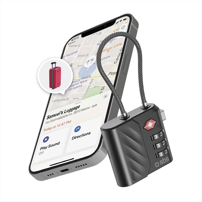Sbs - Lucchetto Tsa Con Localizzatore Integrato-nero