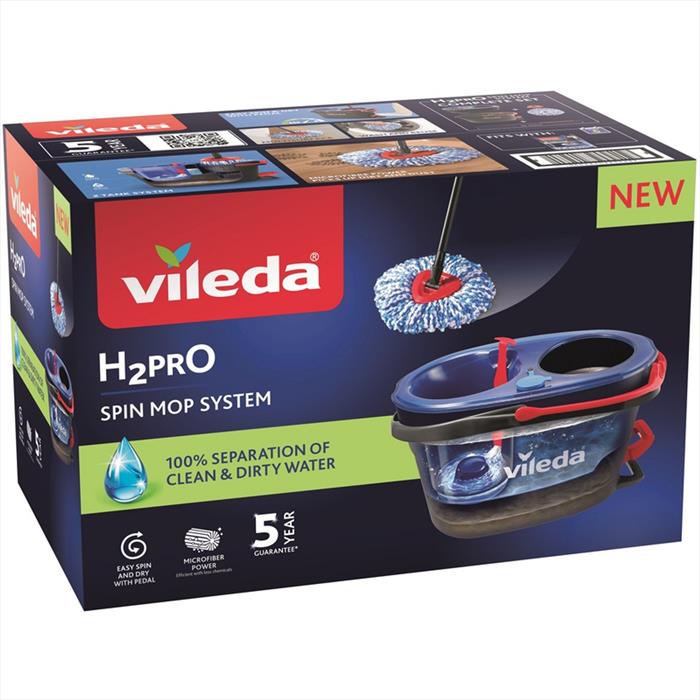 Vileda - Spazzolone Microfibra 178332 H2pro Spinmop Sistema-nero/blu/rosso