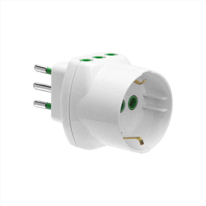 Ekon - Adattatore Triplo 2 Prese Italiane Ecelada2it1de16-bianco