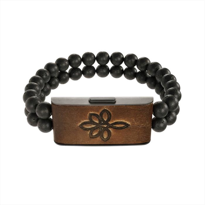 Mylumi - Bracciale Wellness Shamballa Plus-lava Nera Grande-lava Nera Grande