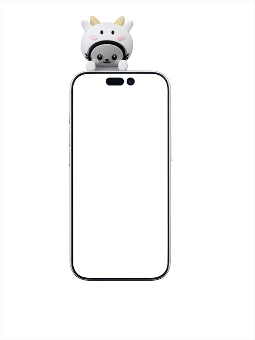 Cellularline - Mini Figura Adesiva In Pvc A Forma Di Mucca-grigio, Bianco