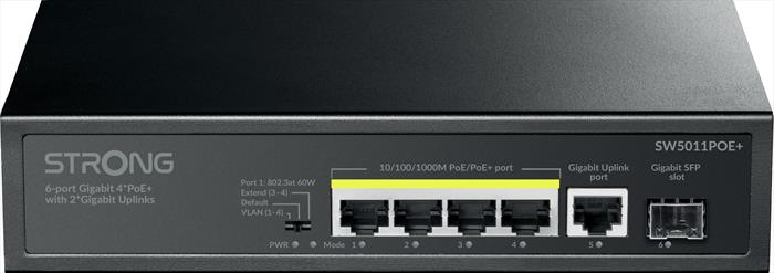 Strong - Switch Gigabit Poe+ A 6 Porte 4p+2 Uplink Giga-nero