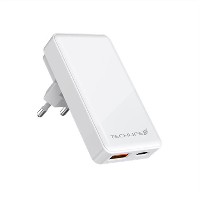Techlife - Alimentatore Usb Doppia Porta Gan Tlit0014-bianco