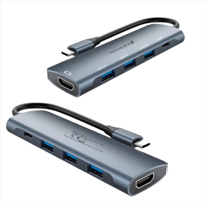 Techlife - Hub Tlit0012 Multiporta 5in1 Usb-c-nero