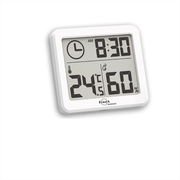 Europa Technology - Igrometro - Termometro Con Orologio Dv-512 Ht-bianco