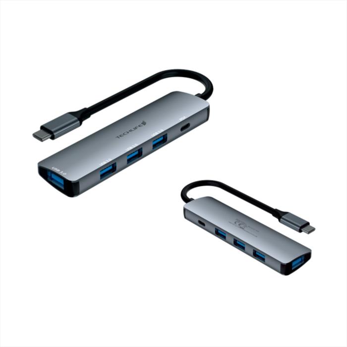 Techlife - Multiporta 5in1 Usb-c 4usb3/usb-c Pd Tlit0011-grigio
