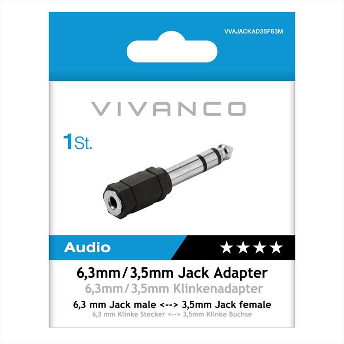 Sbs - Adattatore Audio Jack 6,3 Mm M - Jack 3,5 Mm F-nero
