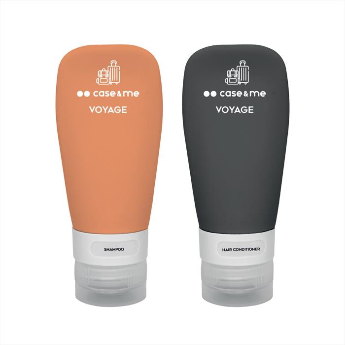 Caseme - Et Di Bottiglie Da Viaggio In Silicone-arancione E Nero