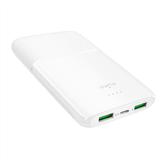 Puro - Powerbank 10.000mah Con 2 Porte Usb-a E 1 Usb-c-bianco