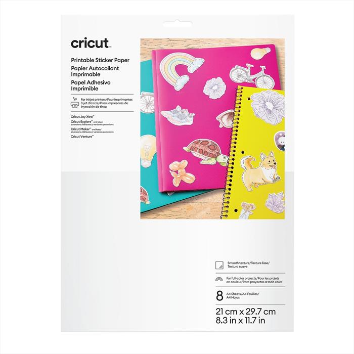 Cricut - Carta Adesiva Stampabile – A4 (8 Fogli)-bianco