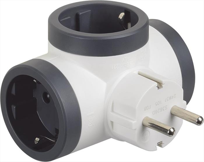 Bticino - Adattatore Con 3 Prese Schuko Bianco-grigio/antracite