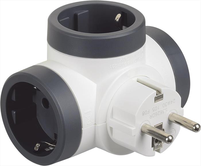 Bticino - Adattatore Rotativo Con 3 Prese Schuko-grigio/antracite