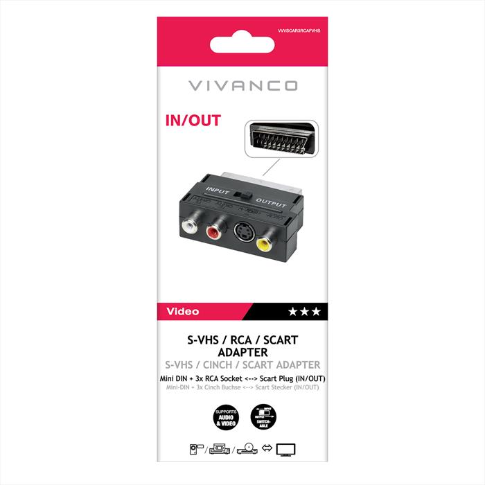 Sbs - Adattatore Video Scart 21 Pin Maschio A 3 Rca-nero