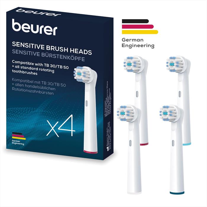 Beurer - Testine Spazzolini Rotanti Beurer Tb Sensitive 4pz-bianco