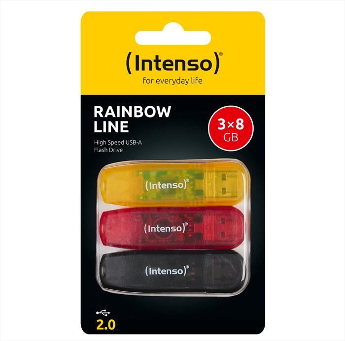 Intenso - Chiavetta Usb Rainbow Tripack 3x8gb-giallo/rosso/nero