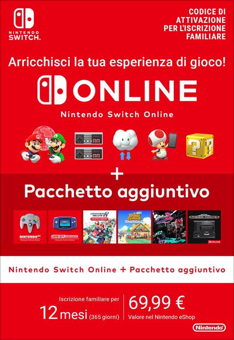 Nintendo - Nso + Pacchetto Aggiuntivo (abbonamento Familiare) Nintendo - Nso + Pacchetto Aggiuntivo (abbonamento Familiare)