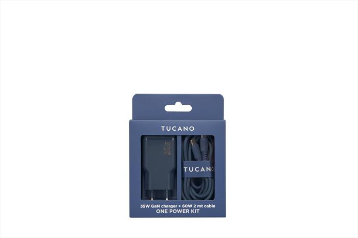 Tucano - Kit Caricabatterie Gan/cavo Usb-c One Power-blu