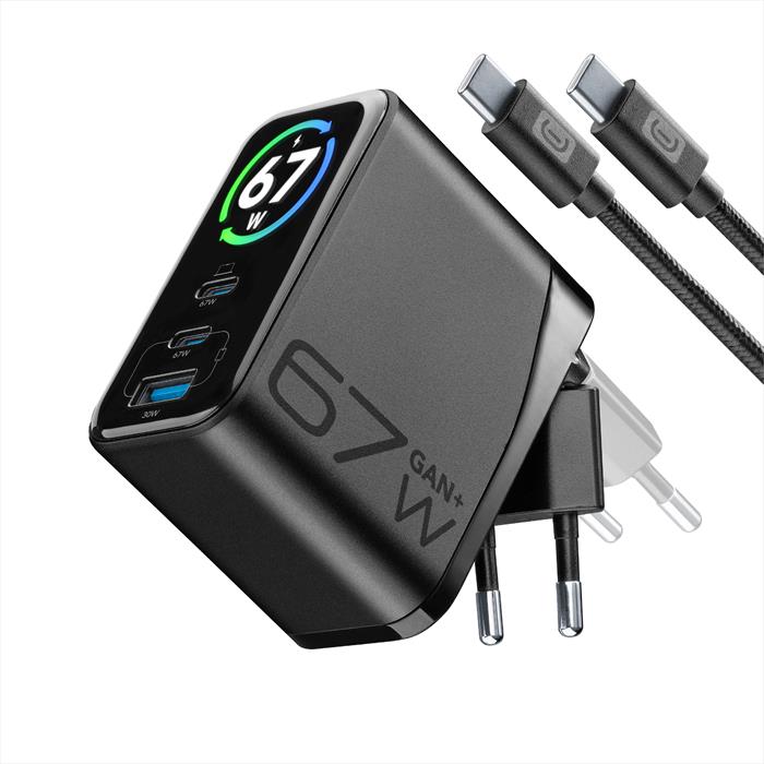 Cellularline - Caricabatterie Da Rete Powerview Iq Kit Ach 67w-nero