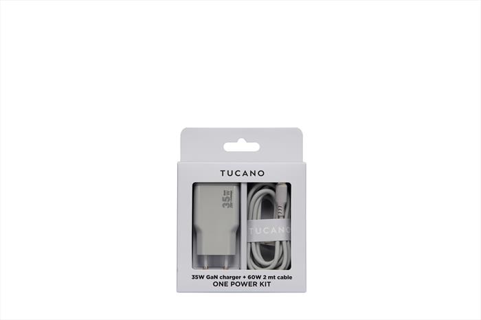 Tucano - Power Kit One: Caricatore Gan 35w + Cavo Usb-c 60w-grigio