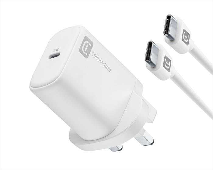 Cellularline - Kit Caricabatterie Da Rete Per iPhone 20w Uk Plug-bianco