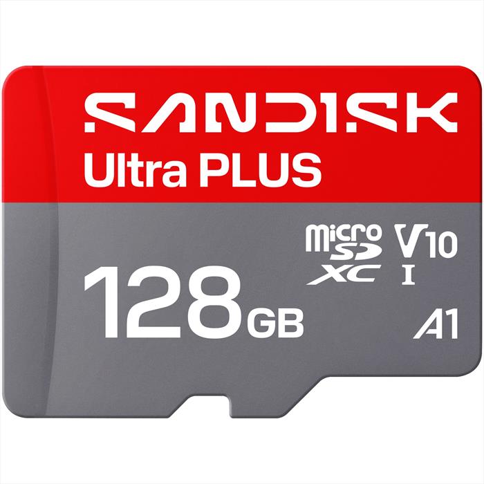 Sandisk - Mem.micro Sd Ultra Plus 128gb Xc +adatt.sd A1 V10-grigio