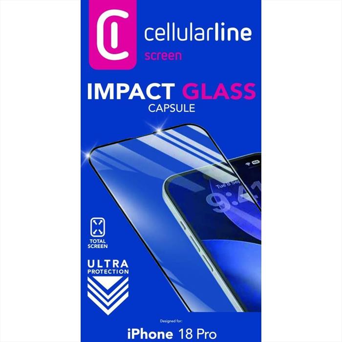 Cellularline - Pellicola Impact Glass Capsule iPhone 18 Pro-trasparente