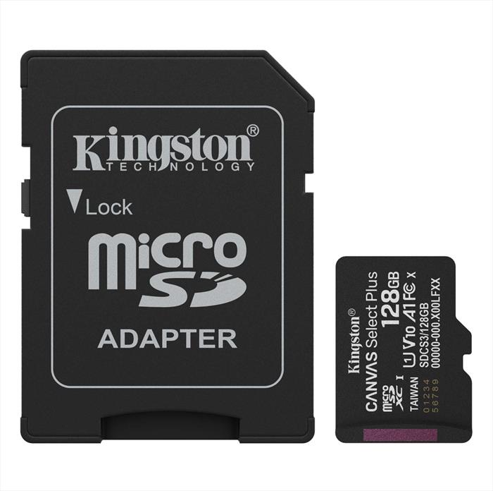 Kingston - Memoria Microsd Canvas Select Plus Sdcs3/128gb-nero