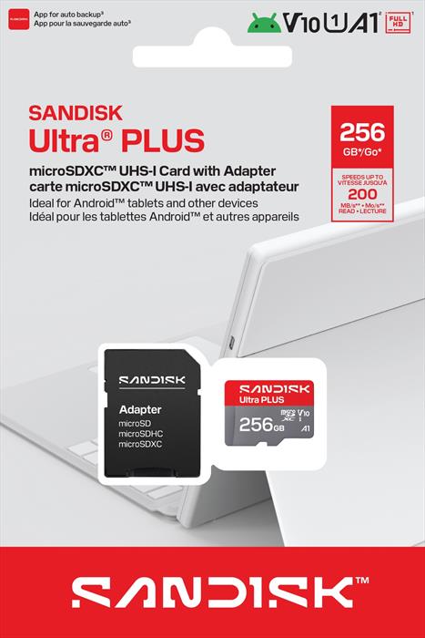Sandisk - Scheda Microsd Sandisk Ultra Plus A1 V10 256gb-grigio