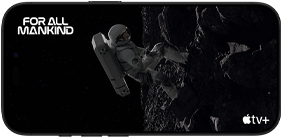 Una scena della serie For All Mankind su Apple TV+ mostrata su un iPhone 16 Pro