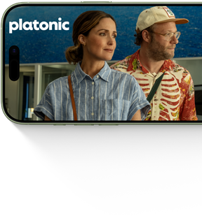 iPhone 17 mostrato di fronte con una schermata della serie Platonic su Apple TV plus
