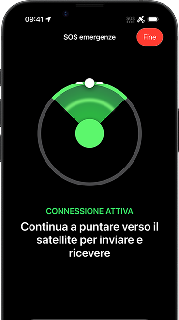 Funzione Messaggi via satellite in uso