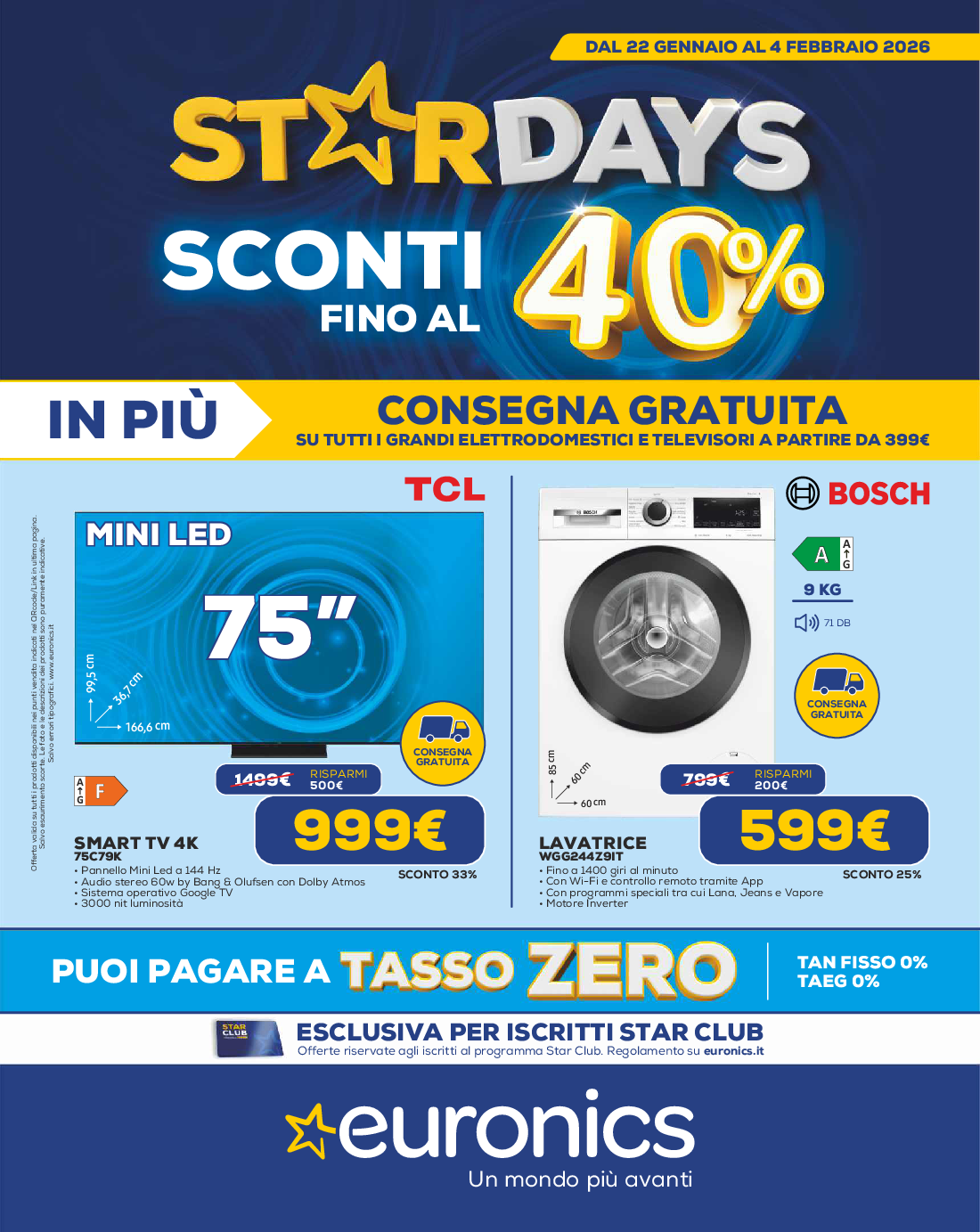 Sconti fino al 40% e Consegna Gratuita